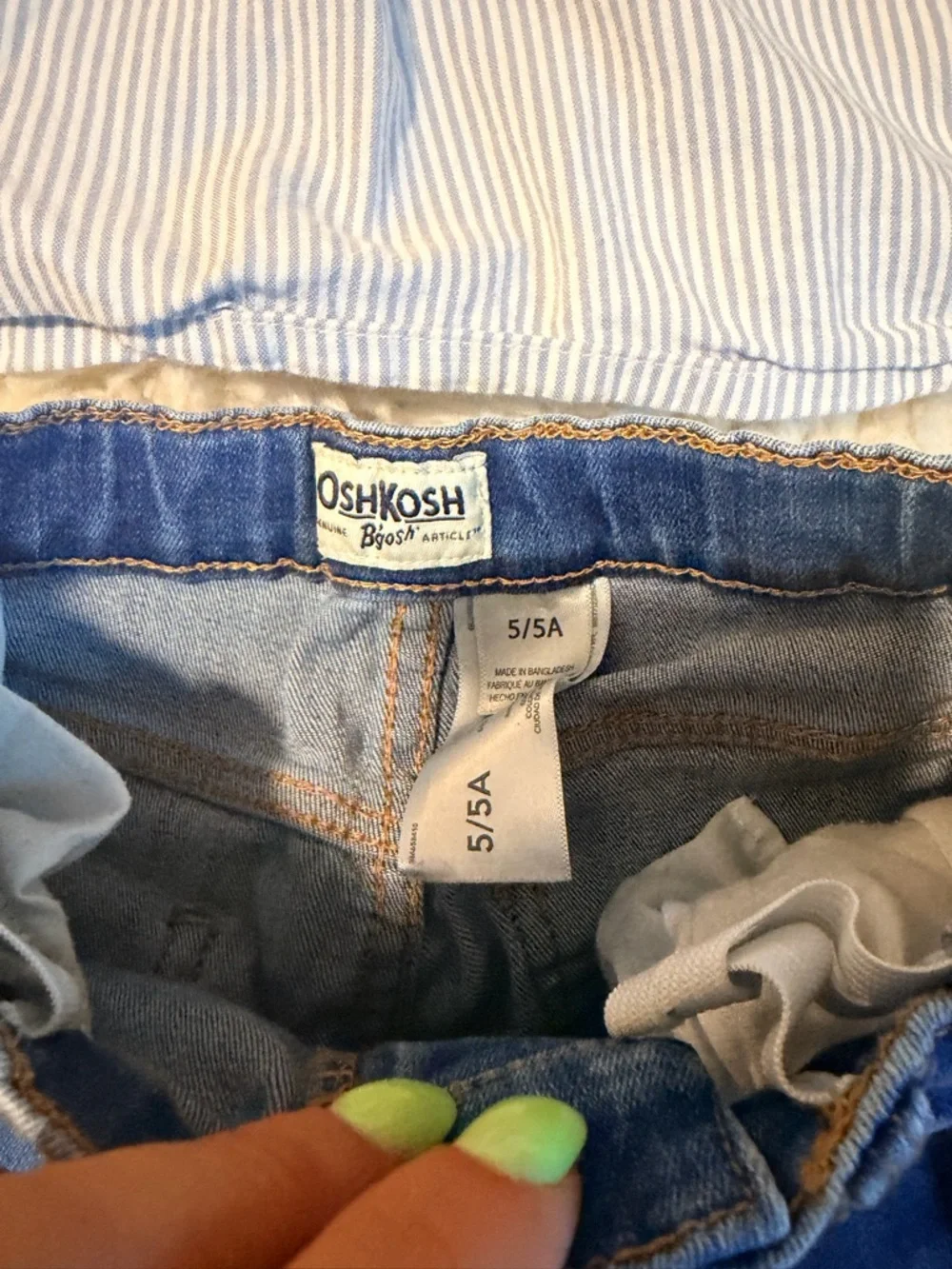 OshKosh B'gosh Blue Striped Top with Denim Waistband